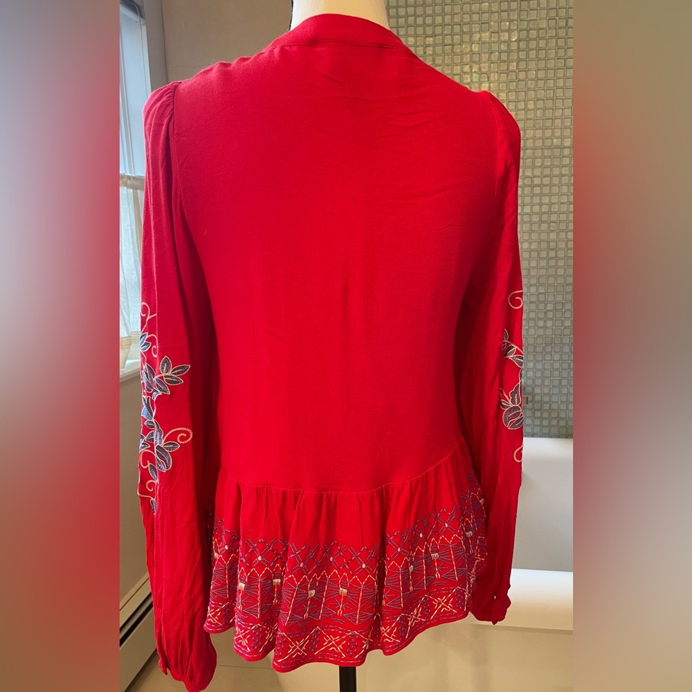 Hale Bob Donatella top in red  with embroidery Medium - Picture 5 of 8